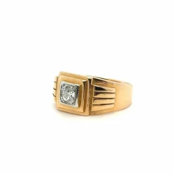 Chevalière or jaune et diamant