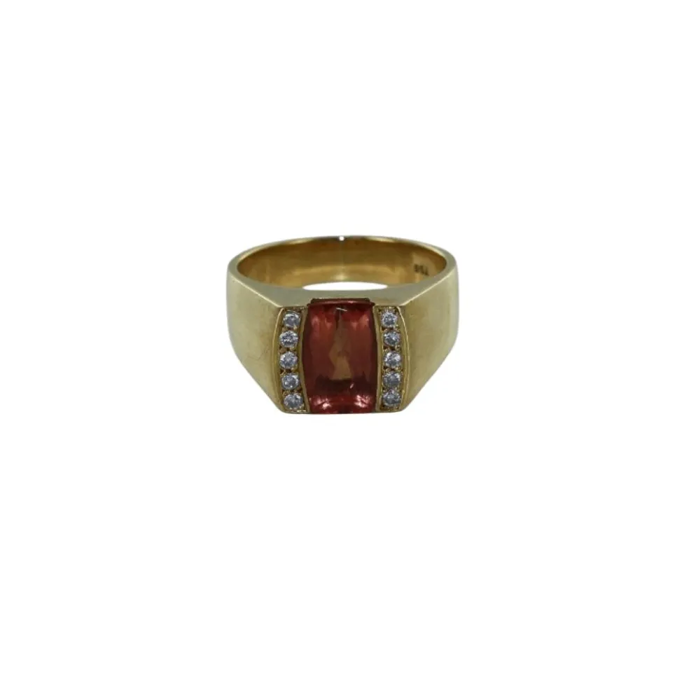 Chevalière Or jaune Topaze et Diamants
