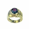 Chevalière Or Pierre Rouge Diamant