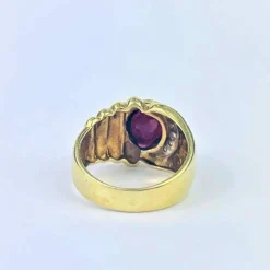 Chevalière Or Pierre Rouge Diamant