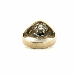 Chevalière ors jaune et blanc, diamants