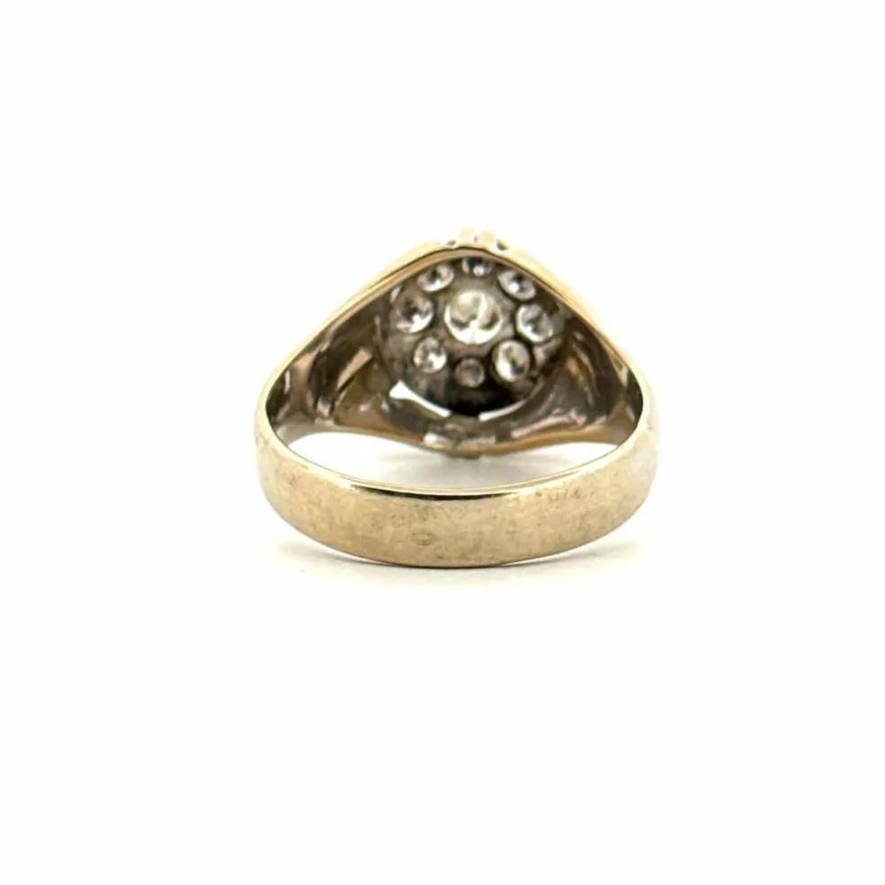 Chevalière ors jaune et blanc, diamants