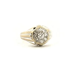 Chevalière ors jaune et blanc, diamants