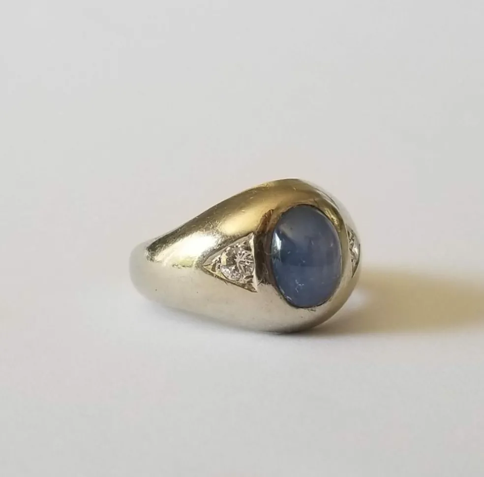 Chevalière Saphir et Diamants
