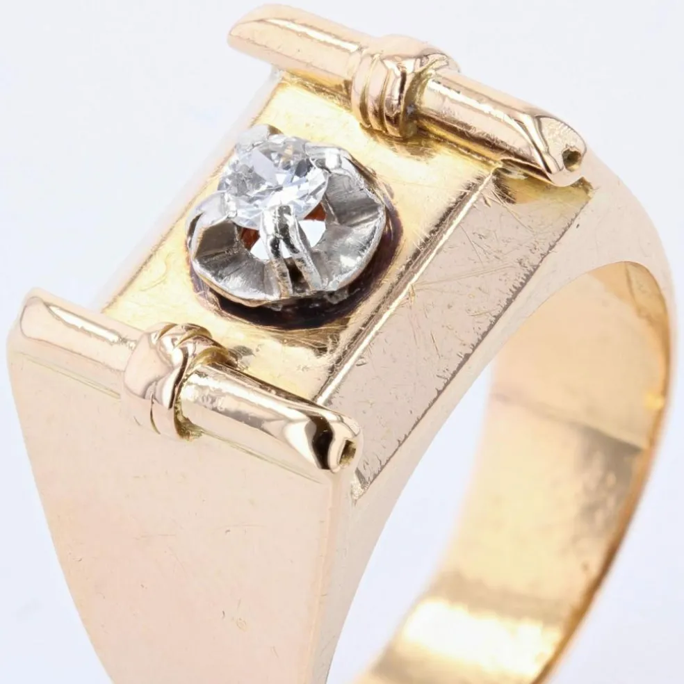 Chevalière tank or diamant