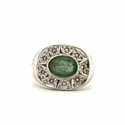 Chevalière vintage or bicolore , diamants émeraude