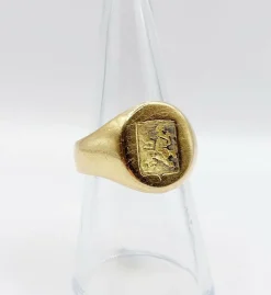 Chevalière vintage or jaune, armoiries françaises