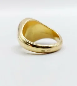 Chevalière vintage or jaune 18k armoiries française blason géométrique, sceau