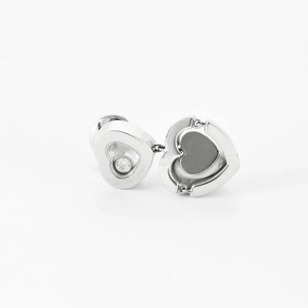 CHOPARD - Happy Amor - Boucles d'oreilles cœur en Or blanc et Diamant