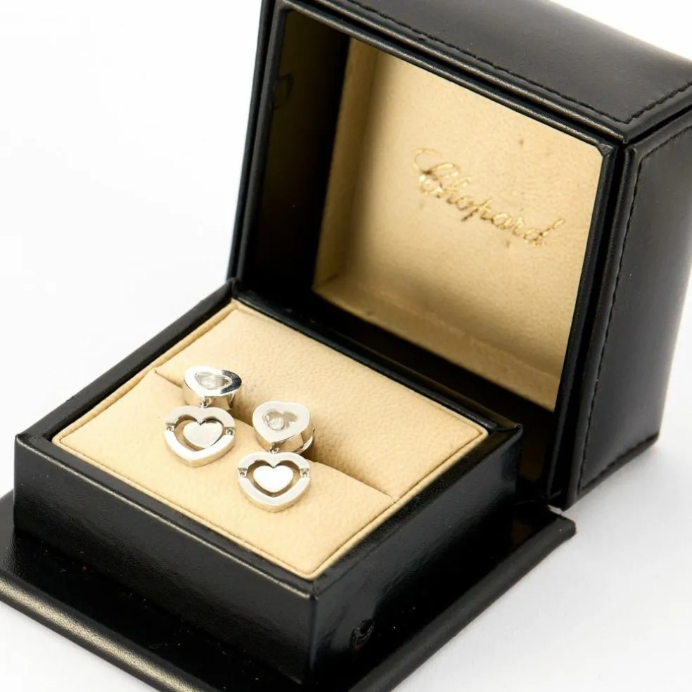 CHOPARD - Happy Amor - Boucles d'oreilles cœur en Or blanc et Diamant