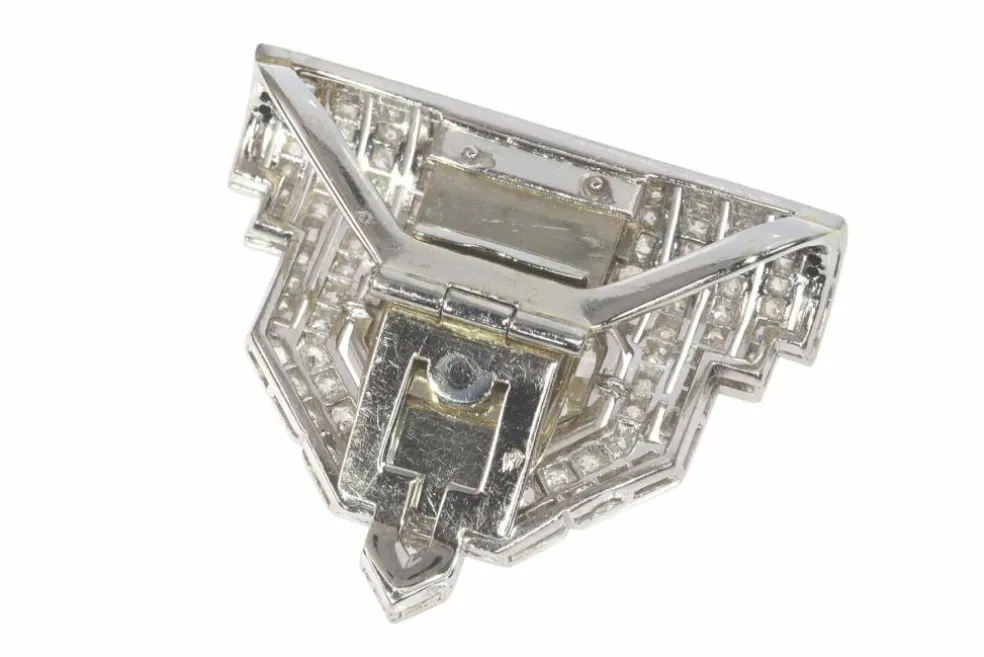 clip Art Déco en platine et diamant
