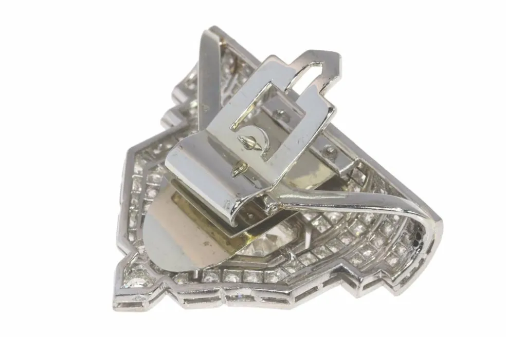 clip Art Déco en platine et diamant