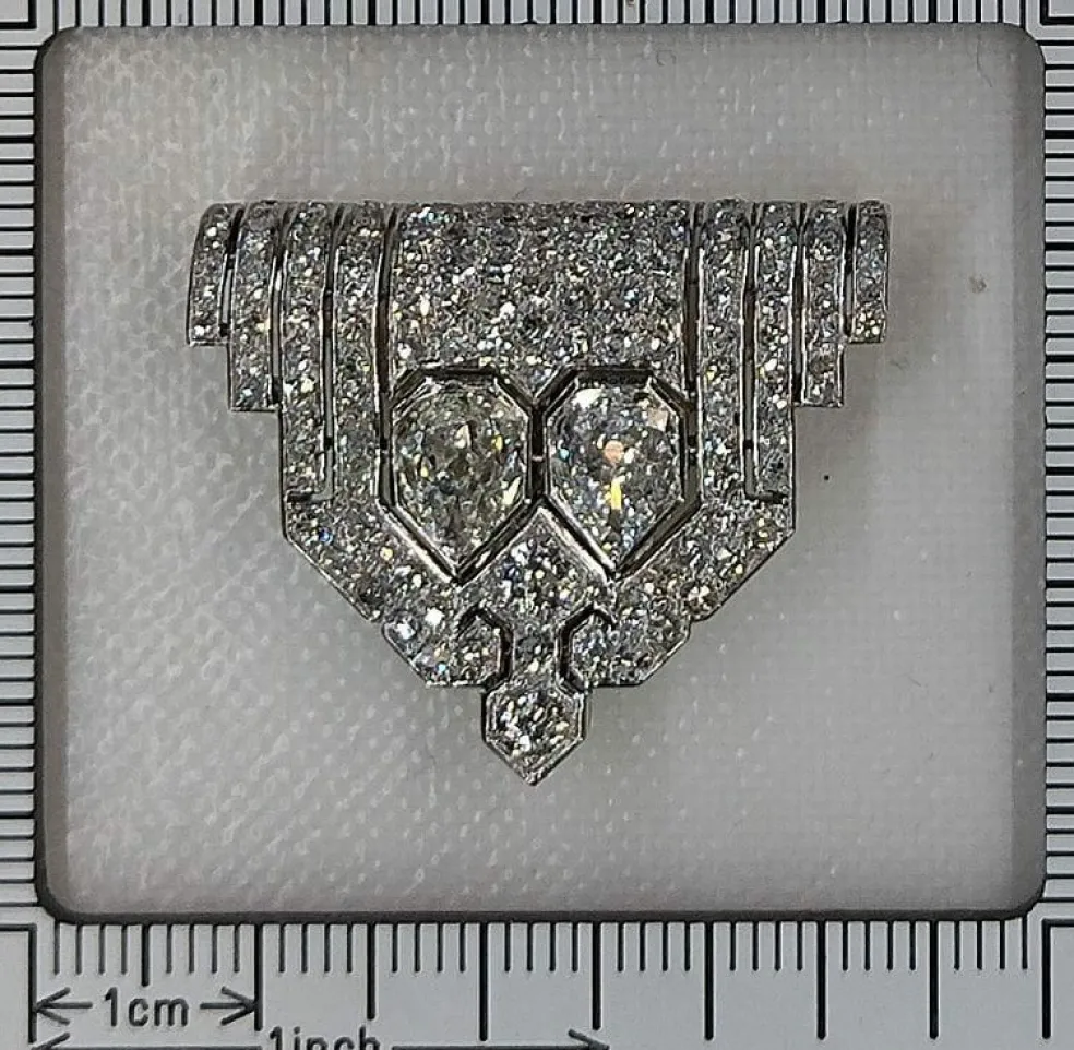 clip Art Déco en platine et diamant