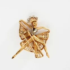 Clip ballerine en or bicolore et diamants