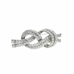 Clip de revers Nœud Or blanc Platine Diamants