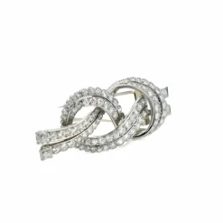 Clip de revers Nœud Or blanc Platine Diamants