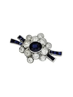 Clip de revers platine saphirs et diamants
