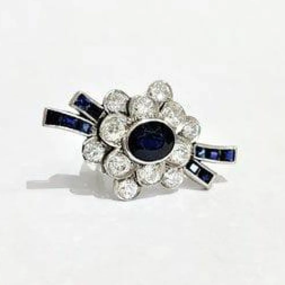 Clip de revers platine saphirs et diamants