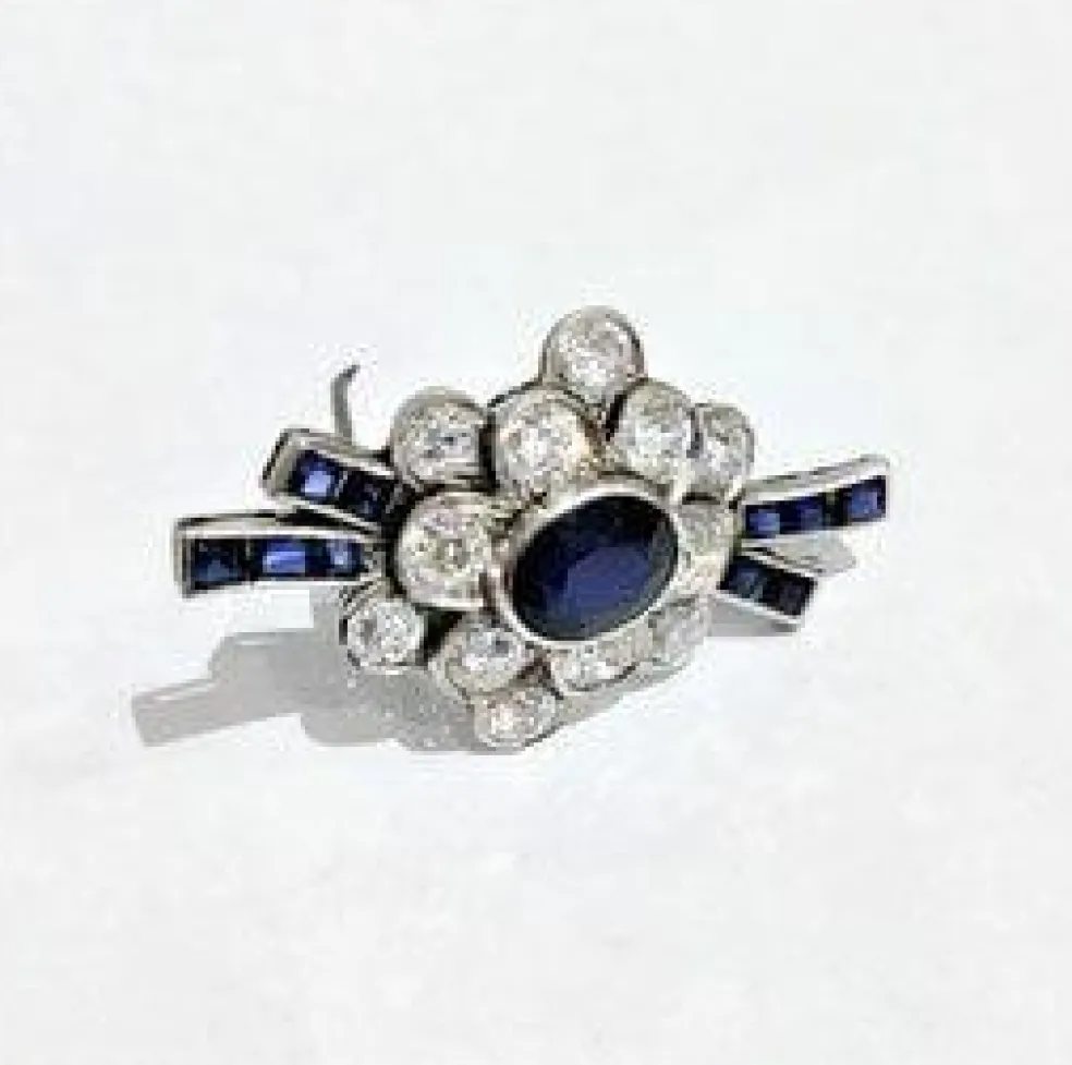 Clip de revers platine saphirs et diamants
