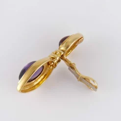 Clips d'oreilles améthystes, tourmalines roses