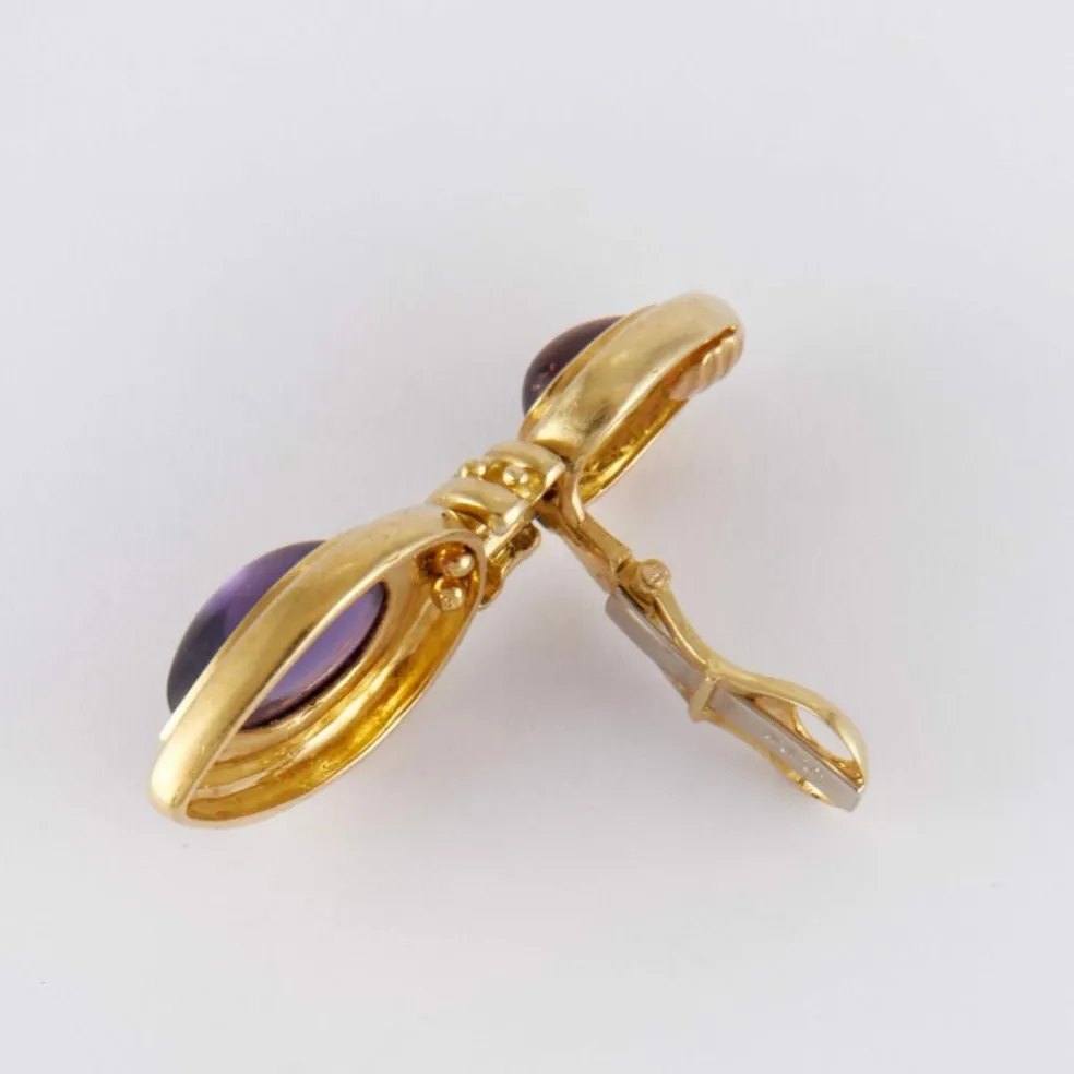 Clips d'oreilles améthystes, tourmalines roses