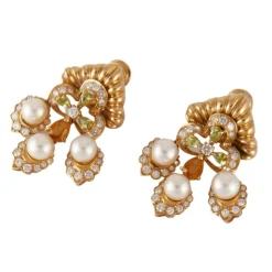 Clips d'oreilles "Chandelier" en or jaune