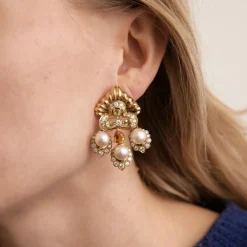 Clips d'oreilles "Chandelier" en or jaune