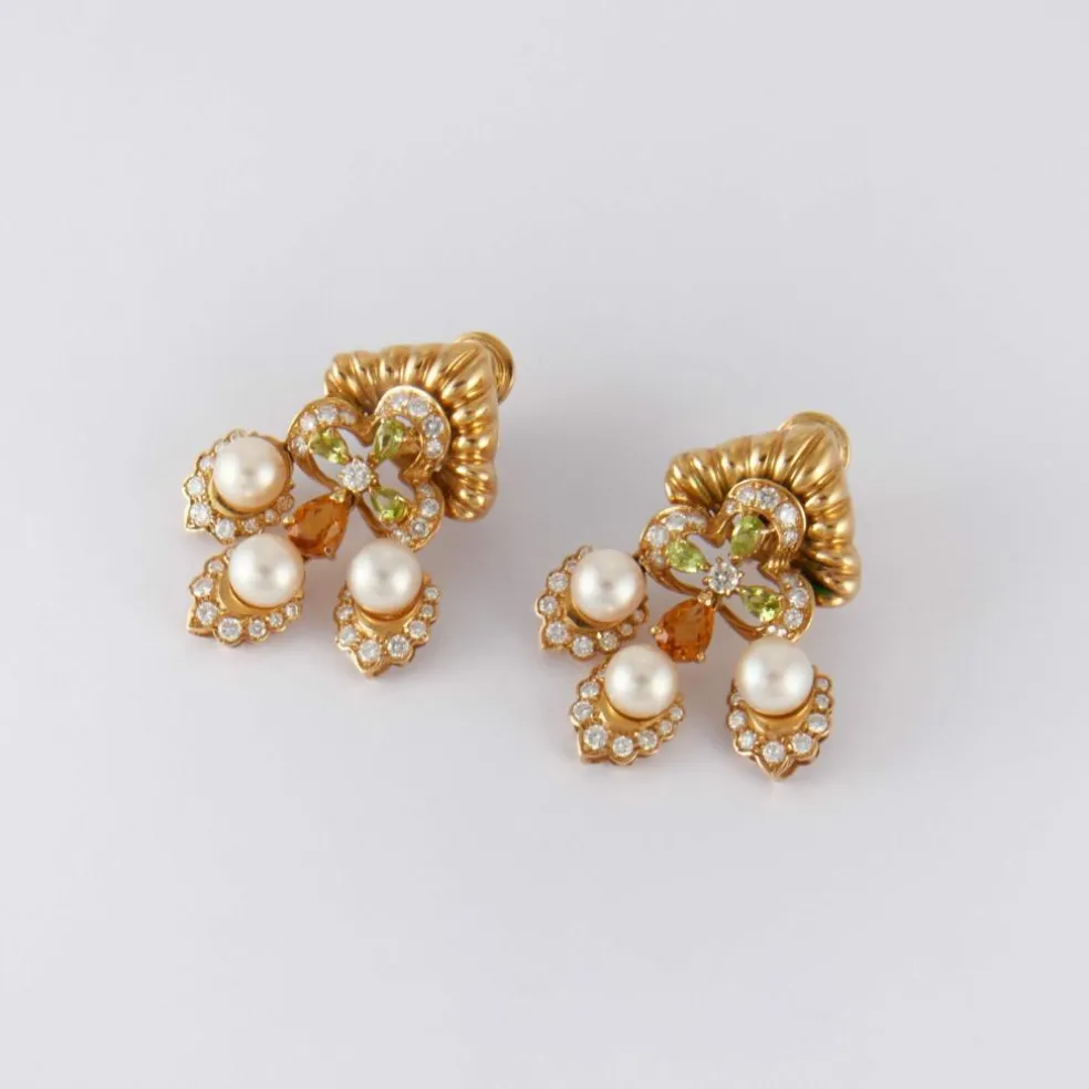 Clips d'oreilles "Chandelier" en or jaune