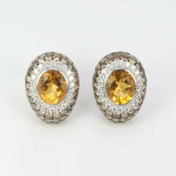 Clips d’oreilles Citrines, Diamants