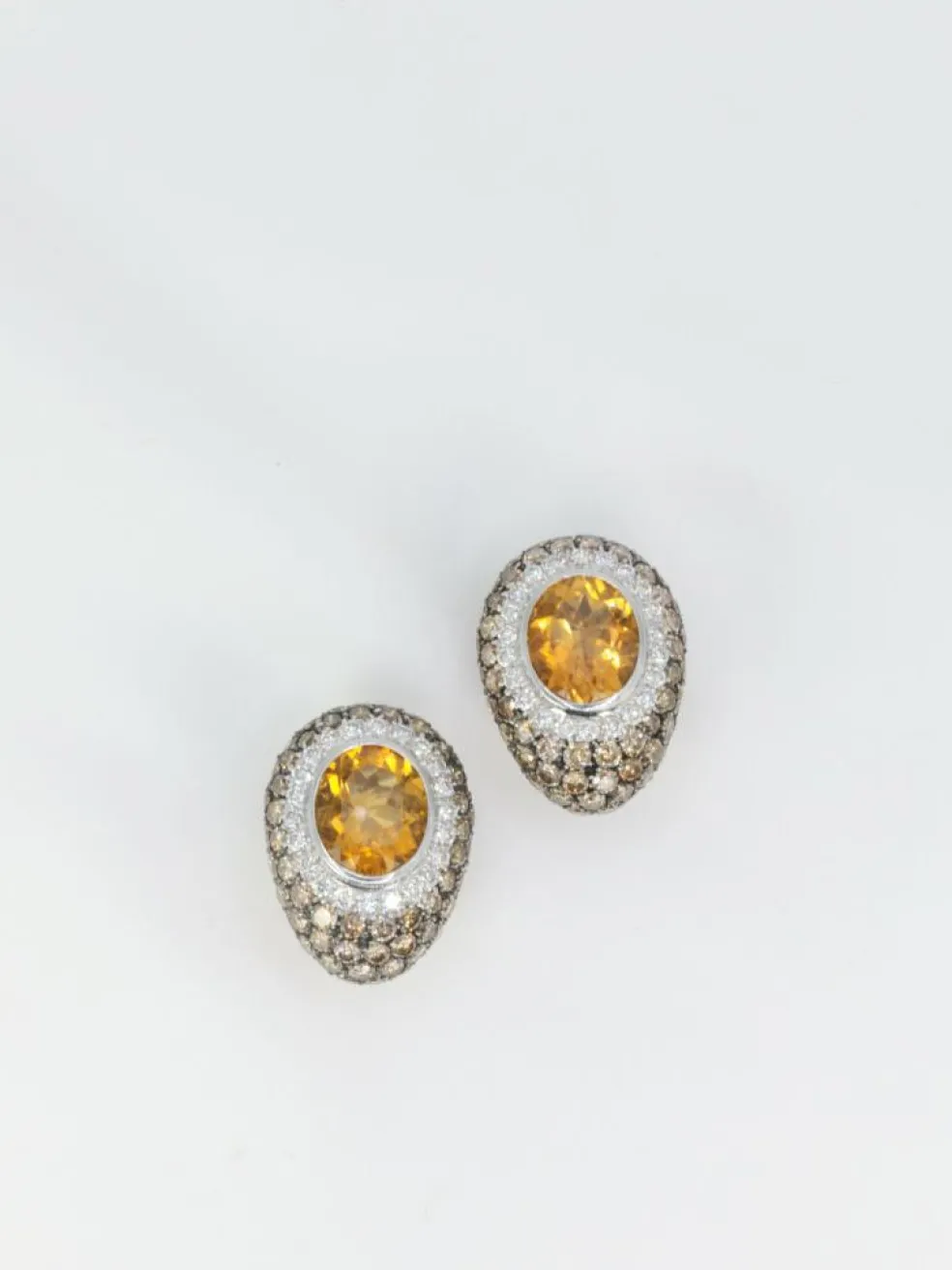 Clips d’oreilles Citrines, Diamants
