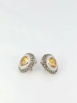 Clips d’oreilles Citrines, Diamants