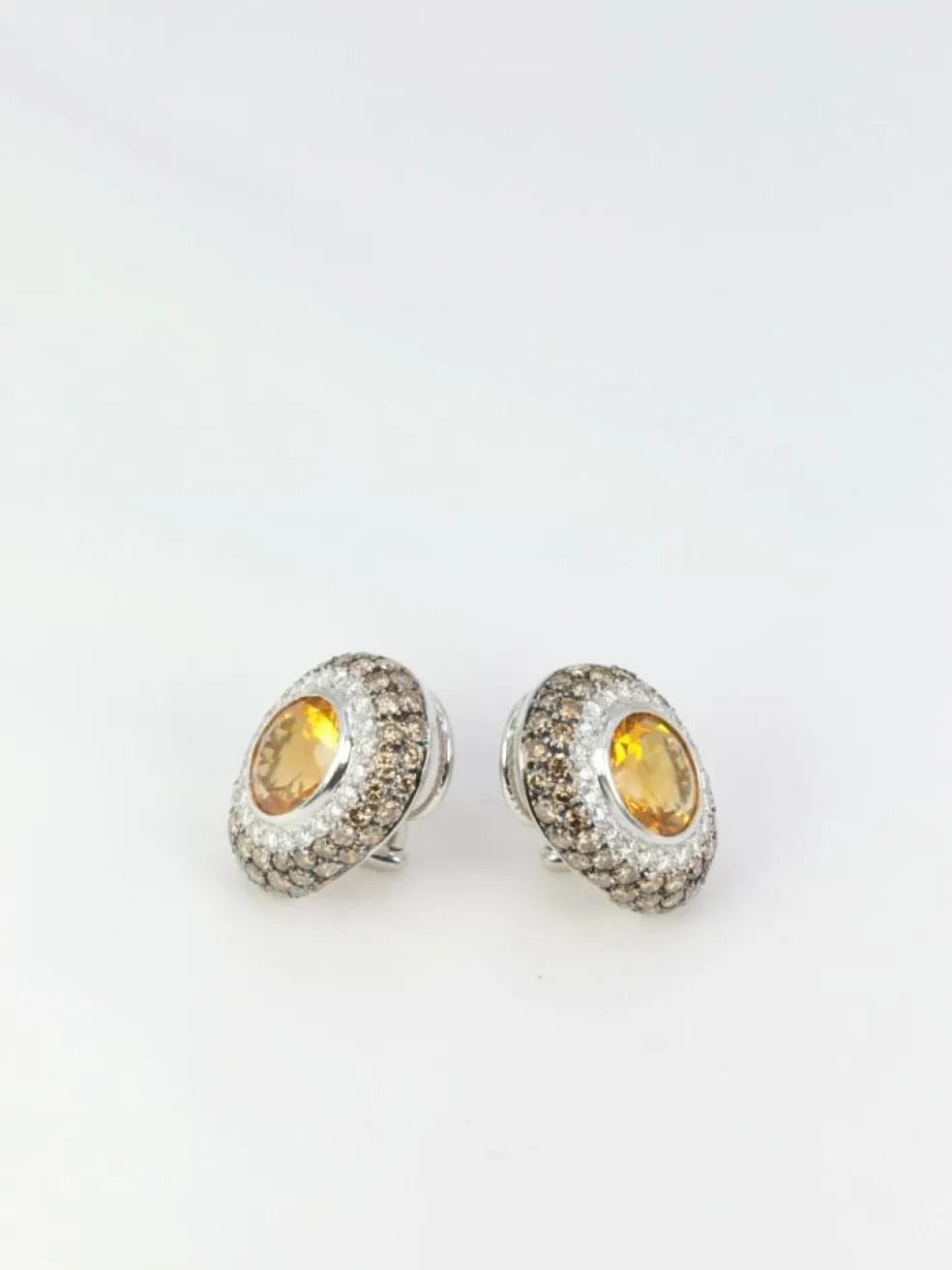 Clips d’oreilles Citrines, Diamants