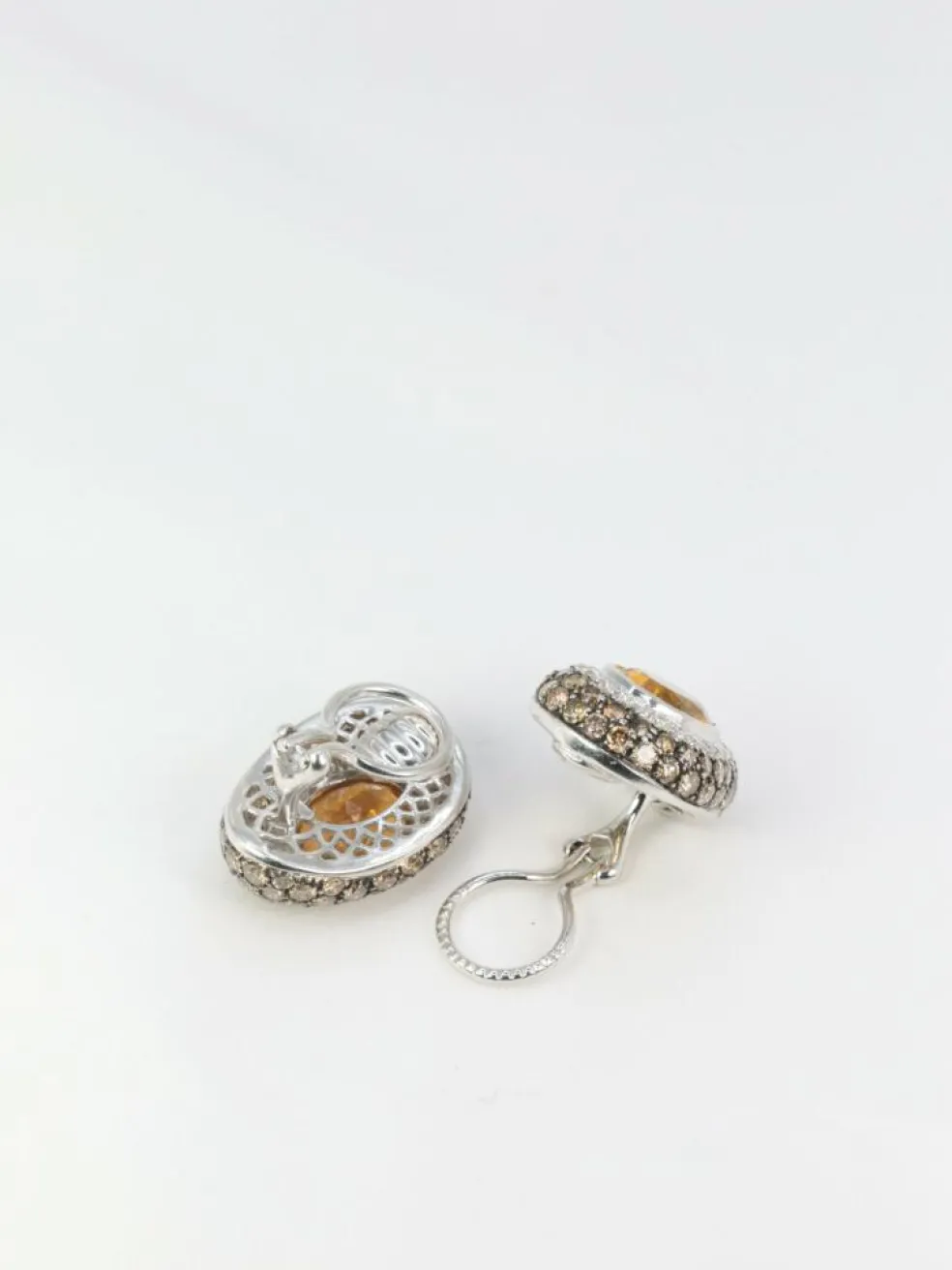 Clips d’oreilles Citrines, Diamants