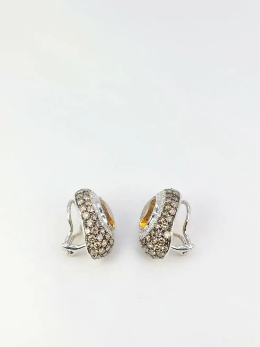 Clips d’oreilles Citrines, Diamants