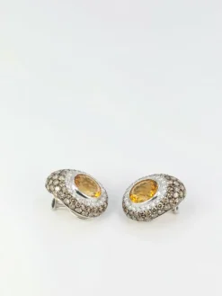 Clips d’oreilles Citrines, Diamants