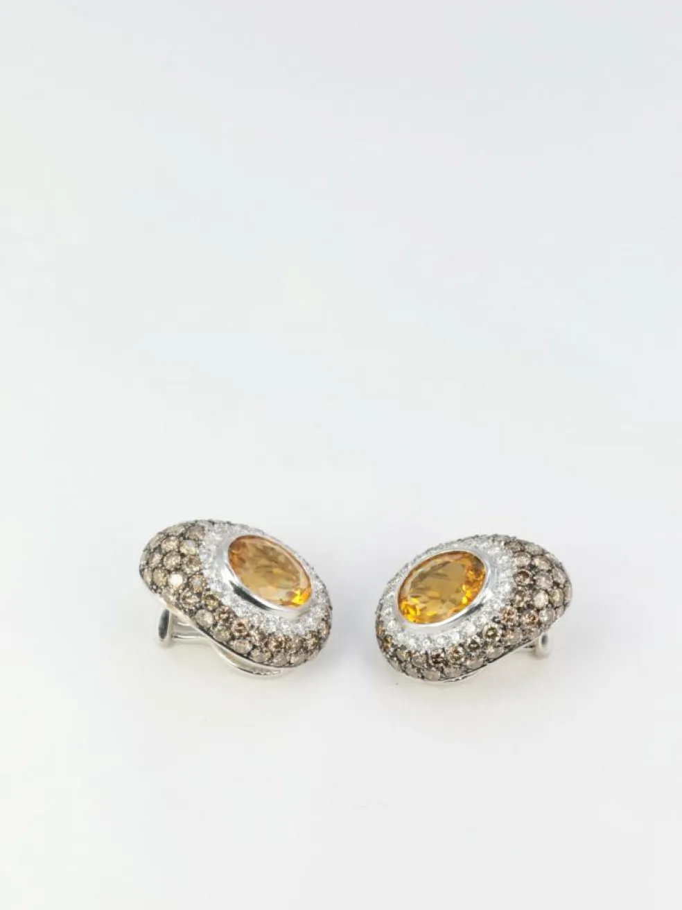 Clips d’oreilles Citrines, Diamants