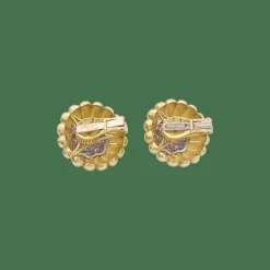 Clips d'oreilles David Webb, "Boutons", platine, or jaune, diamants.