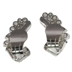 Clips d'oreilles en diamant platine des années 1950 avec une touche Art déco