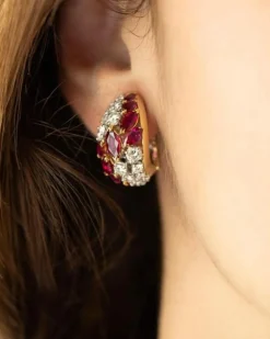 Clips d'oreilles or jaune rubis