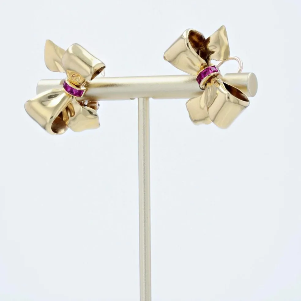 Clips d'oreilles rétro or rubis