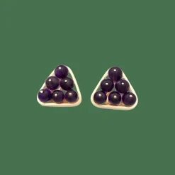 Clips d'oreilles vintage or jaune, améthyste.