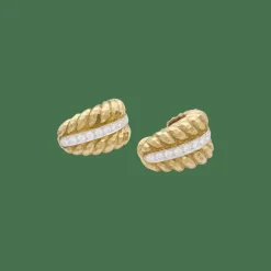 Clips vintage David Webb, platine, or jaune, diamants.