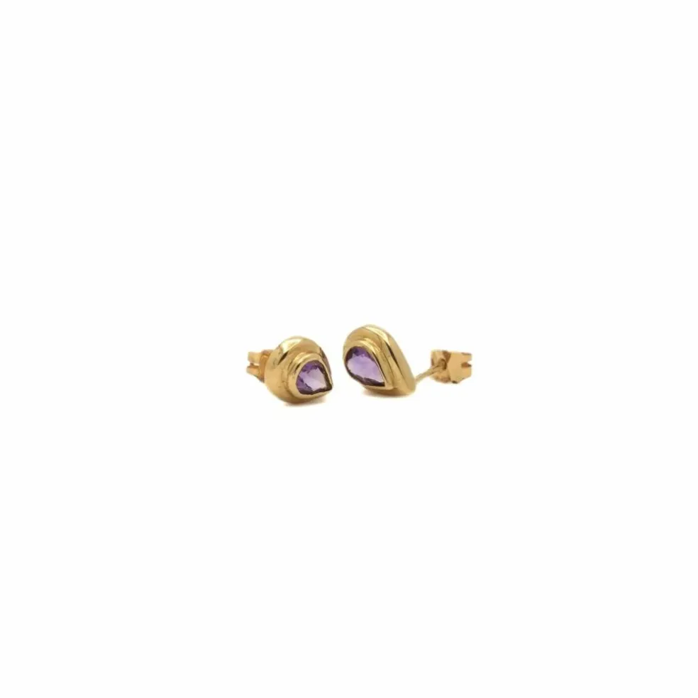 Clous d’oreilles améthyste goutte
