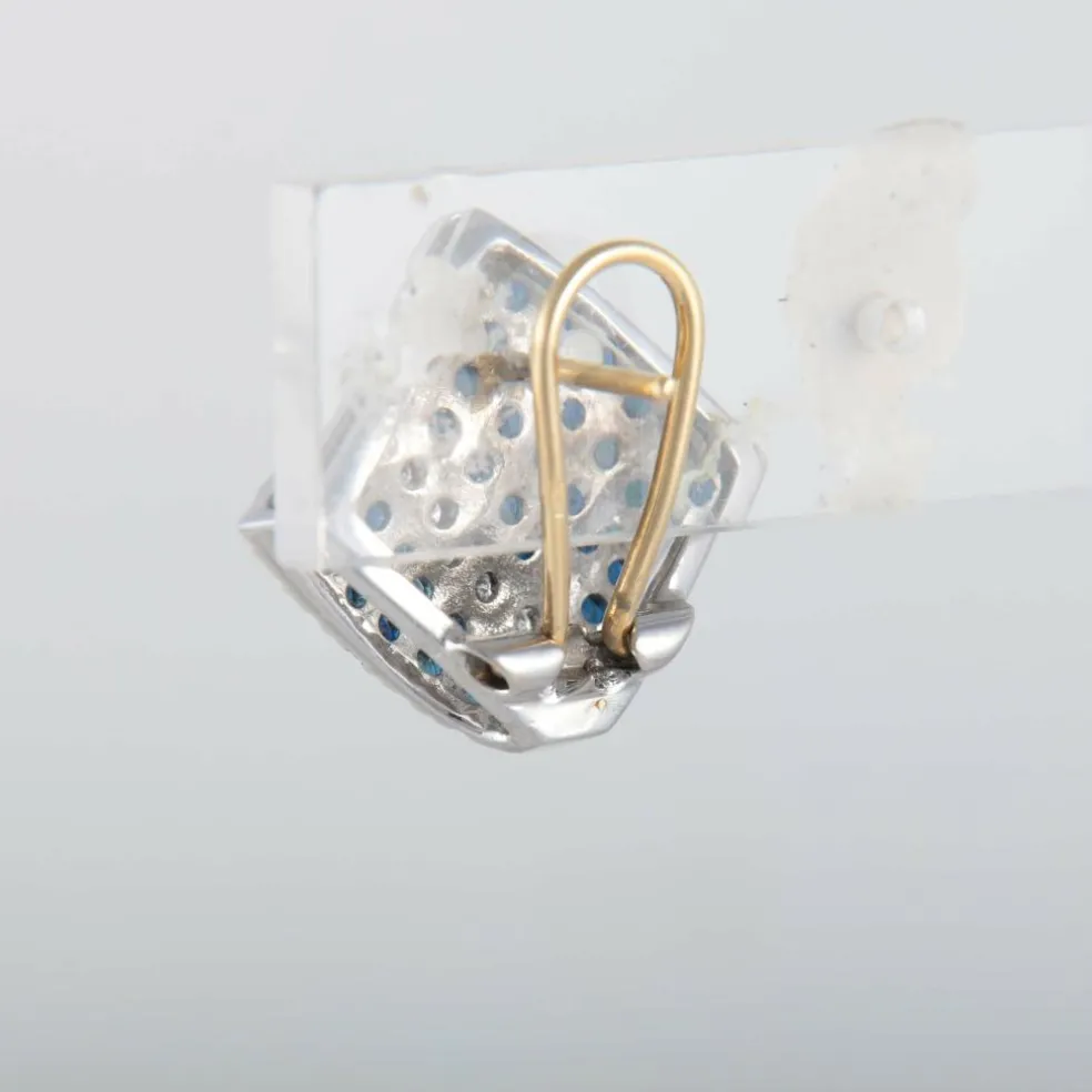 Clous d'oreilles Carré pavage Saphirs Diamants