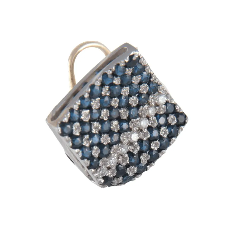 Clous d'oreilles Carré pavage Saphirs Diamants