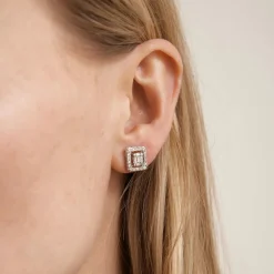 Clous d'oreilles en or blanc, diamants