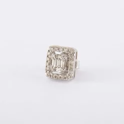 Clous d'oreilles en or blanc, diamants