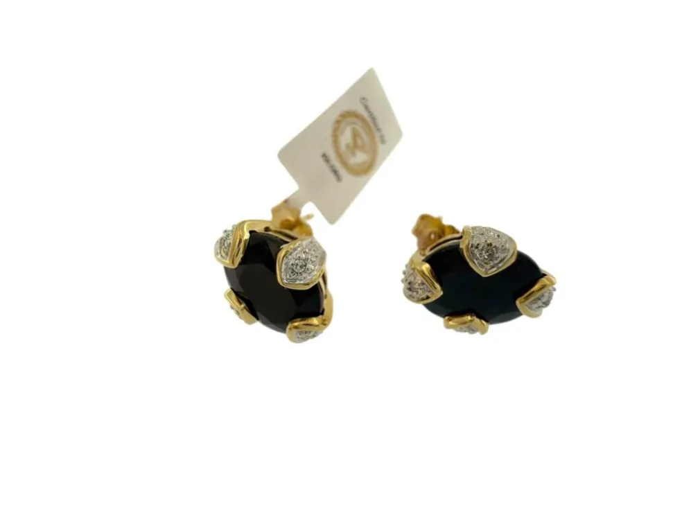 Clous d'oreilles or certifiés IGI avec saphirs et diamants