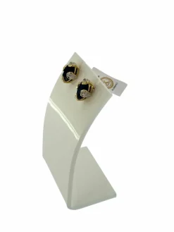 Clous d'oreilles or certifiés IGI avec saphirs et diamants