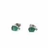 Clous d'oreilles Or gris Emeraude Diamant